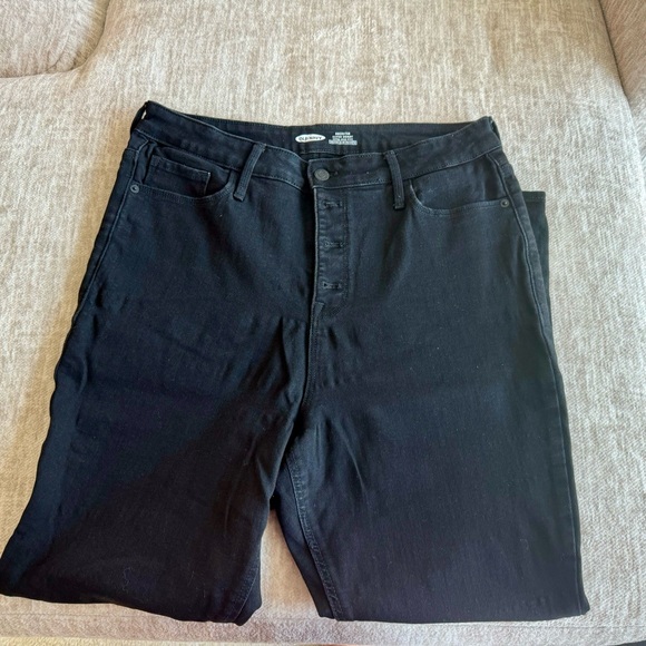Old Navy Black Rockstar Super Skinny Extra High Rise Button Fly Jeans Size 14P - Picture 4 of 5